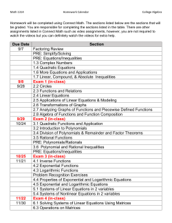 Due Date Section 9/7 Factoring Review PRE: Simplify/Solving PRE