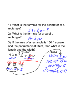 1) What is the formula for the perimeter of a rectangle? 2) What is the