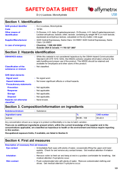 (+)-Lactose, Monohydrate SDS