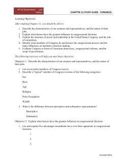 Chapter 12 Study Guide: Congress