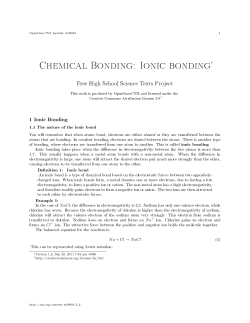 Chemical Bonding: Ionic bonding