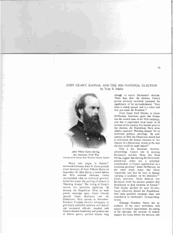 JOHN GEARY, KANSAS. AND THE 1856 NATIONAL ELECTION by