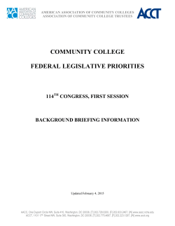 COMMUNITY COLLEGE FEDERAL LEGISLATIVE PRIORITIES