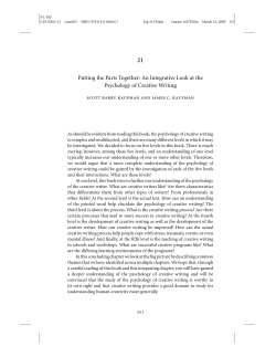 An Integrative Look at the Psychology of Creative Writing