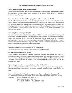 The Tax Sale Process &ndash; Frequently Asked Questions