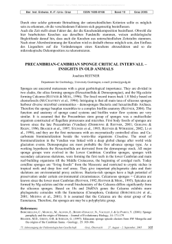 PRECAMBRIAN-CAMBRIAN SPONGE CRITICAL INTERVALL