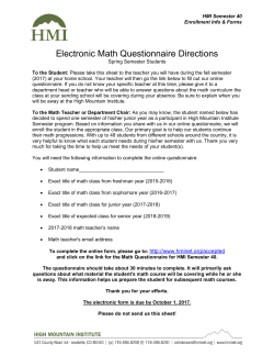 Electronic Math Questionnaire Directions