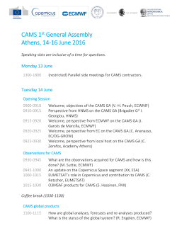 CAMS 1st General Assembly Athens, 14-16 June 2016