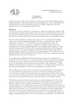Omnipotence Michael Lacewing Omnipotence means `all