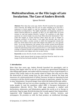 Multiculturalism, or the Vile Logic of Late Secularism. The Case of