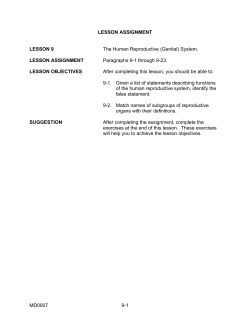(Genital) System. LESSON ASSIGNMENT Paragraphs 9
