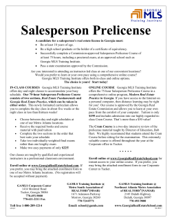 Salesperson Prelicense - Georgia MLS Training Institute