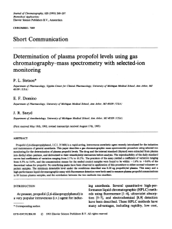 Short Communication Determination of plasma propofol