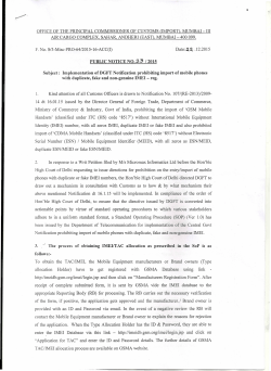 PUBLIC NOTICE NO. 2:5 /2015 Subject: Implementation ofDGFT