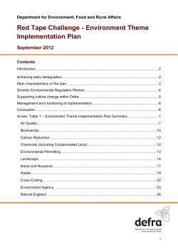 Red Tape Challenge - Environment Theme Implementation Plan