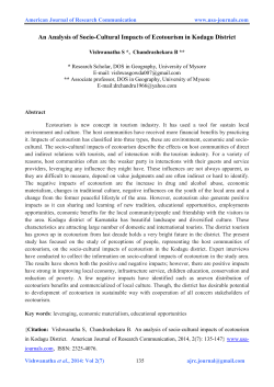 An Analysis of Socio-Cultural Impacts of Ecotourism in Kodagu District