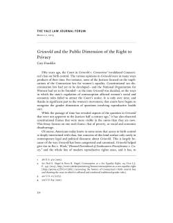 Griswold and the Public Dimension of the Right to Privacy