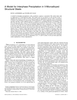 A Model for Interphase Precipitation in V