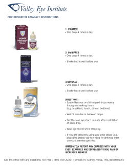 Post Operative Cataract Instructions