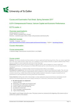 Entrepreneurial Finance, Venture Capital and Economic Performance