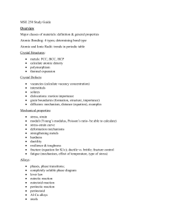 MSE 250 Study Guide Overview Major classes of materials