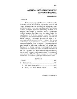 Artificial Intelligence and the Copyright Dilemma