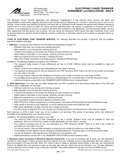 EFT Agreement and Disclosure - Missoula Federal Credit Union