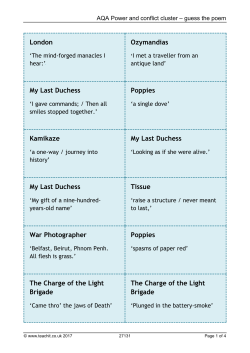 London Ozymandias My Last Duchess Poppies Kamikaze