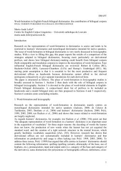 1 DRAFT Word-formation in English-French bilingual
