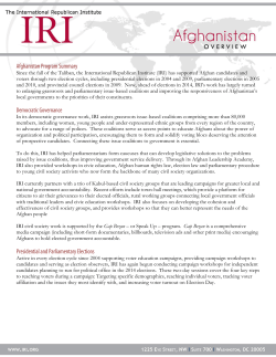 Since the fall of the Taliban, the International Republican Institute