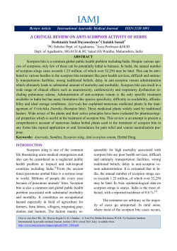 A Critical Review On Anti-Scorpion Activity Of Herbs
