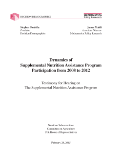 Dynamics of Supplemental Nutrition Assistance Program
