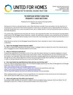 THE MORTGAGE INTEREST DEDUCTION Frequently Asked