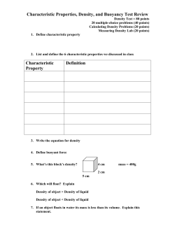 Density and Buoyancy Test Review