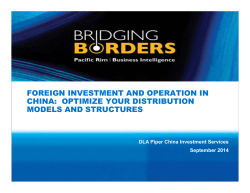 Foreign Investment and Operation in China