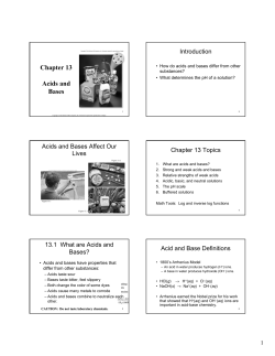 Chapter 13 Acids and Bases