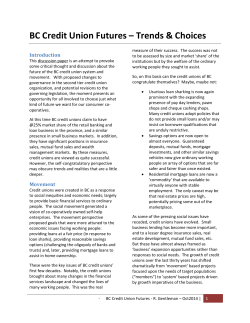 BC Credit Union Futures - BC Ministry of Finance