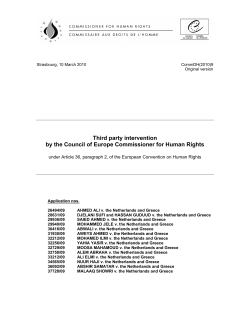 Third party intervention by the Council of Europe Commissioner for