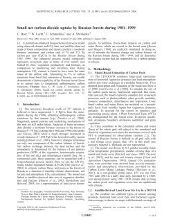 Small net carbon dioxide uptake by Russian forests during