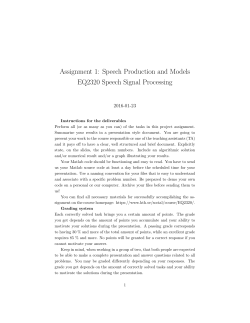 Assignment 1: Speech Production and Models EQ2320