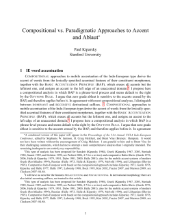 Compositional vs. Paradigmatic Approaches to Accent and Ablaut