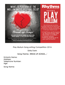 Play Mullum Song writing Competition 2016 Entry Form Song