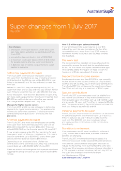 Super changes from 1 July 2017