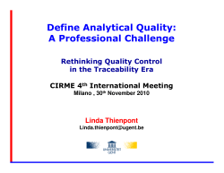 Define Analytical Quality: A Professional Challenge