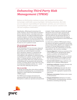 Enhancing Third Party Risk Management (TPRM)