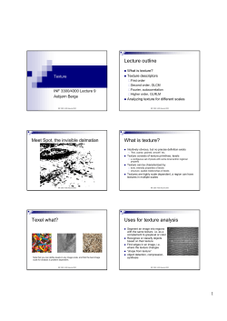 Lecture outline What is texture? Texel what? Uses for texture