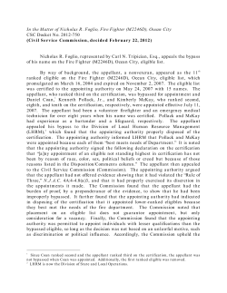 In the Matter of Nicholas R. Foglio, Fire Fighter