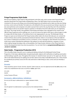 Fringe Programme Style Guide Style Guide
