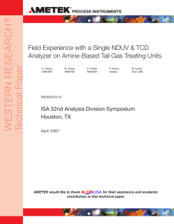 TGTU Analyzer - AMETEK Process Instruments