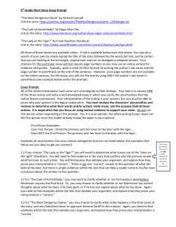 9th Grade Short Story Essay Prompt &ldquo;The Most Dangerous Game
